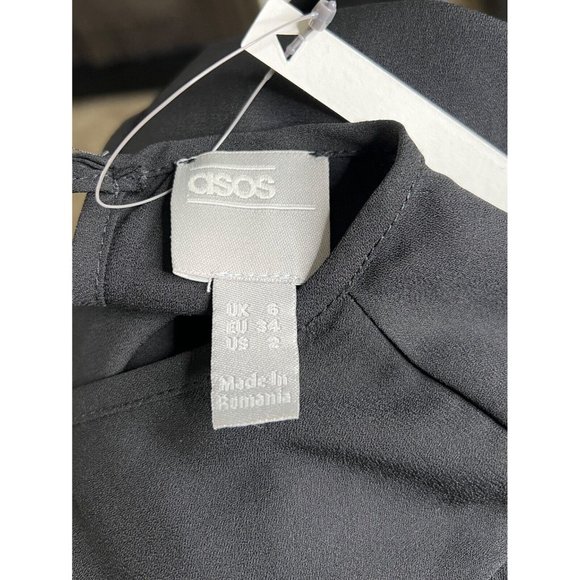 ASOS Maternity Black Chiffon Blouse Size 2 Long Sleeve Top - Picture 4 of 7